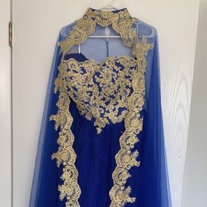 Prom/wedding gown with full length cape